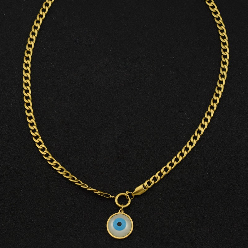Necklace Titanium Steel Eye Lucky Blue N13