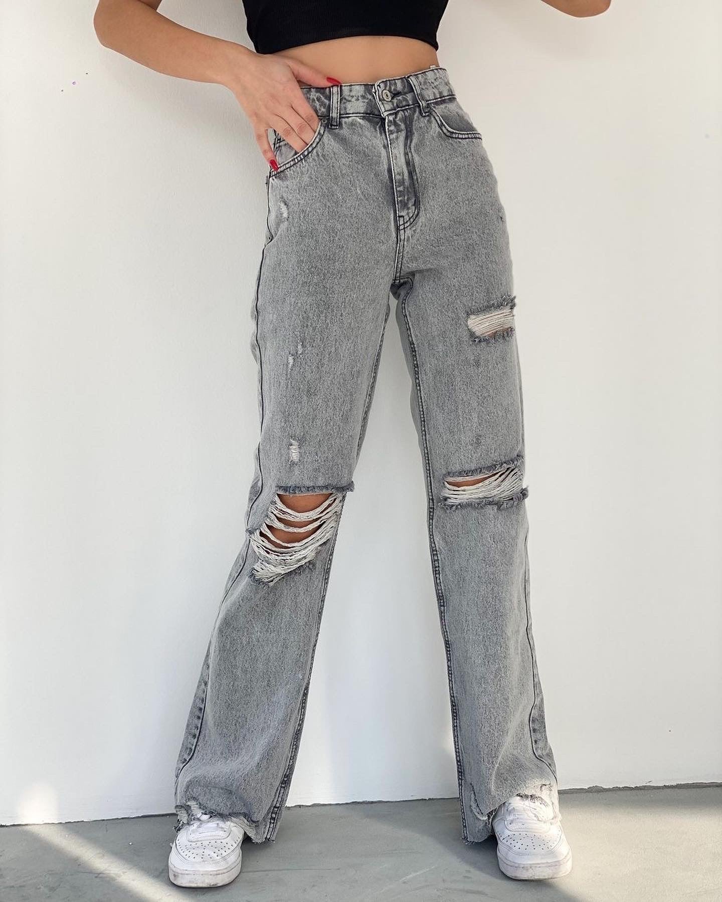 Jeans wide leg Ripped A2 - مـوها ستـور