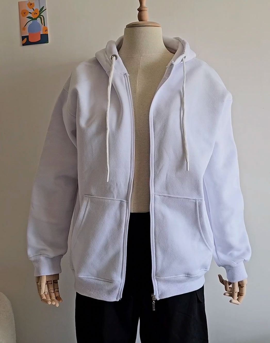 Unisex white Zippered Cardigan