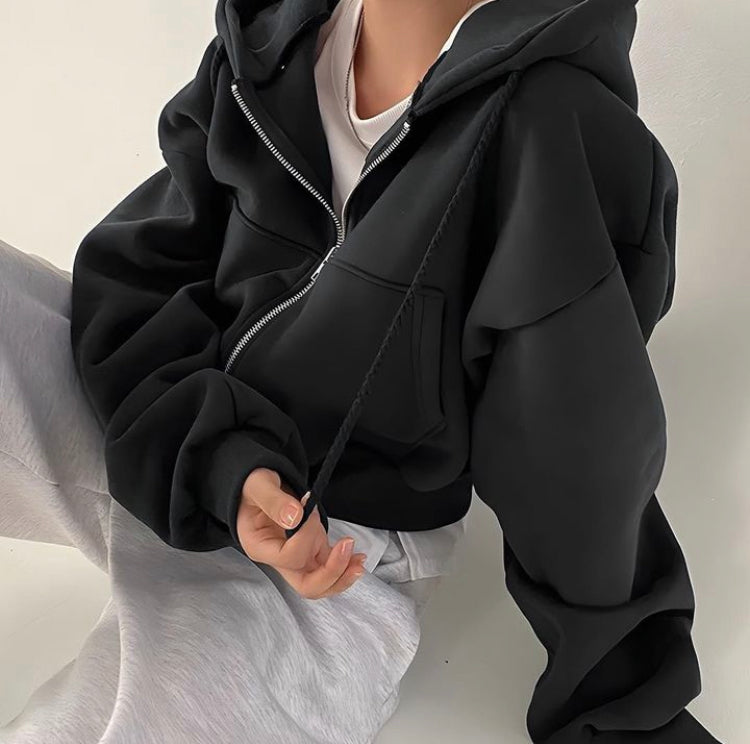 هودي سحاب أسود قصير