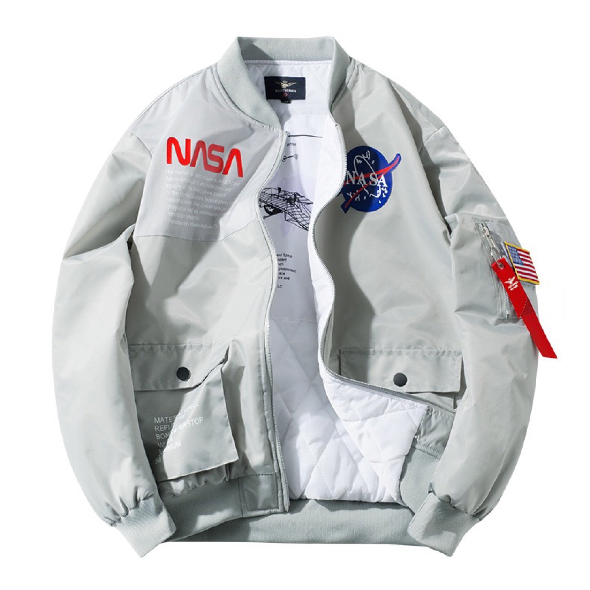 جاكيت ناسا مبطن من الداخل باللون الرصاصي