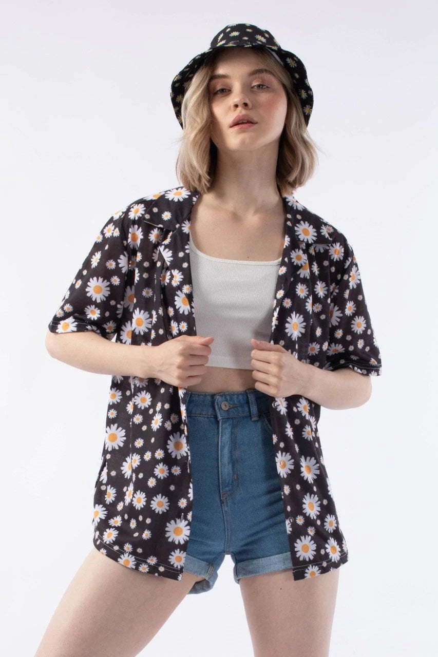 Black Daisy Unisex Shirt - مـوها ستـور
