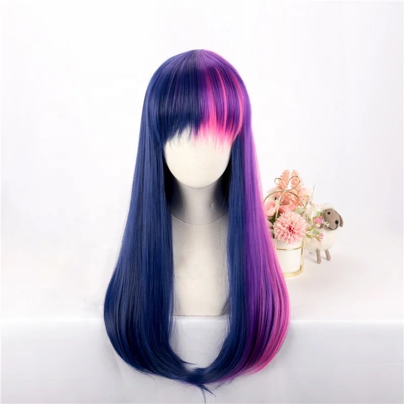 Wig 80cm Long Straight Purple Pink Mixed - مـوها ستـور