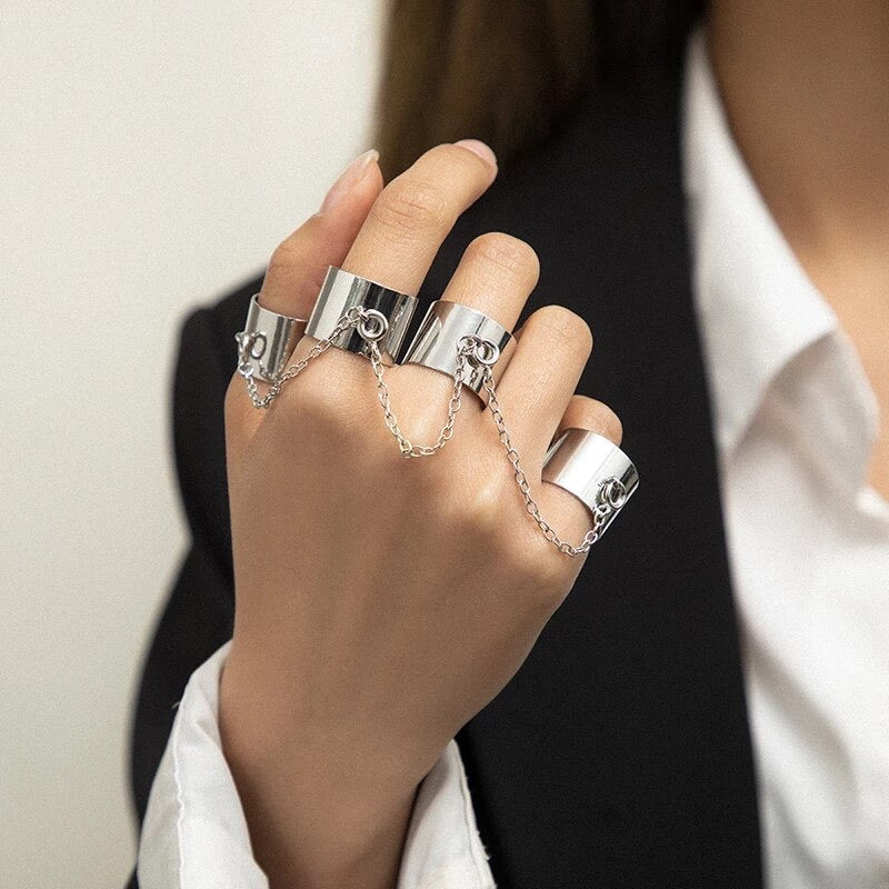 Punk Cool Hip Hop Rock Pop Silver Multilayer Chain - مـوها ستـور